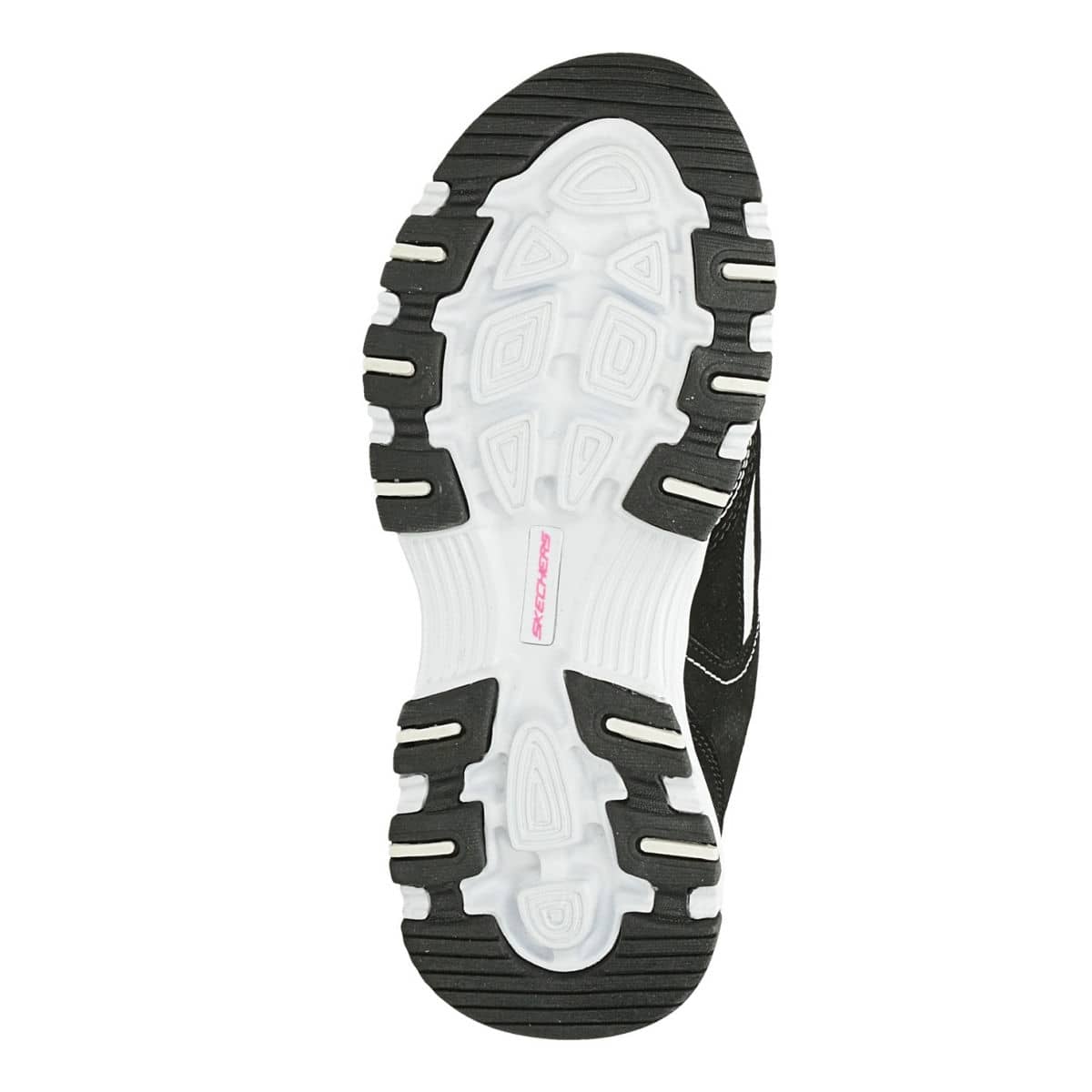 Black skechers hotsell white sole