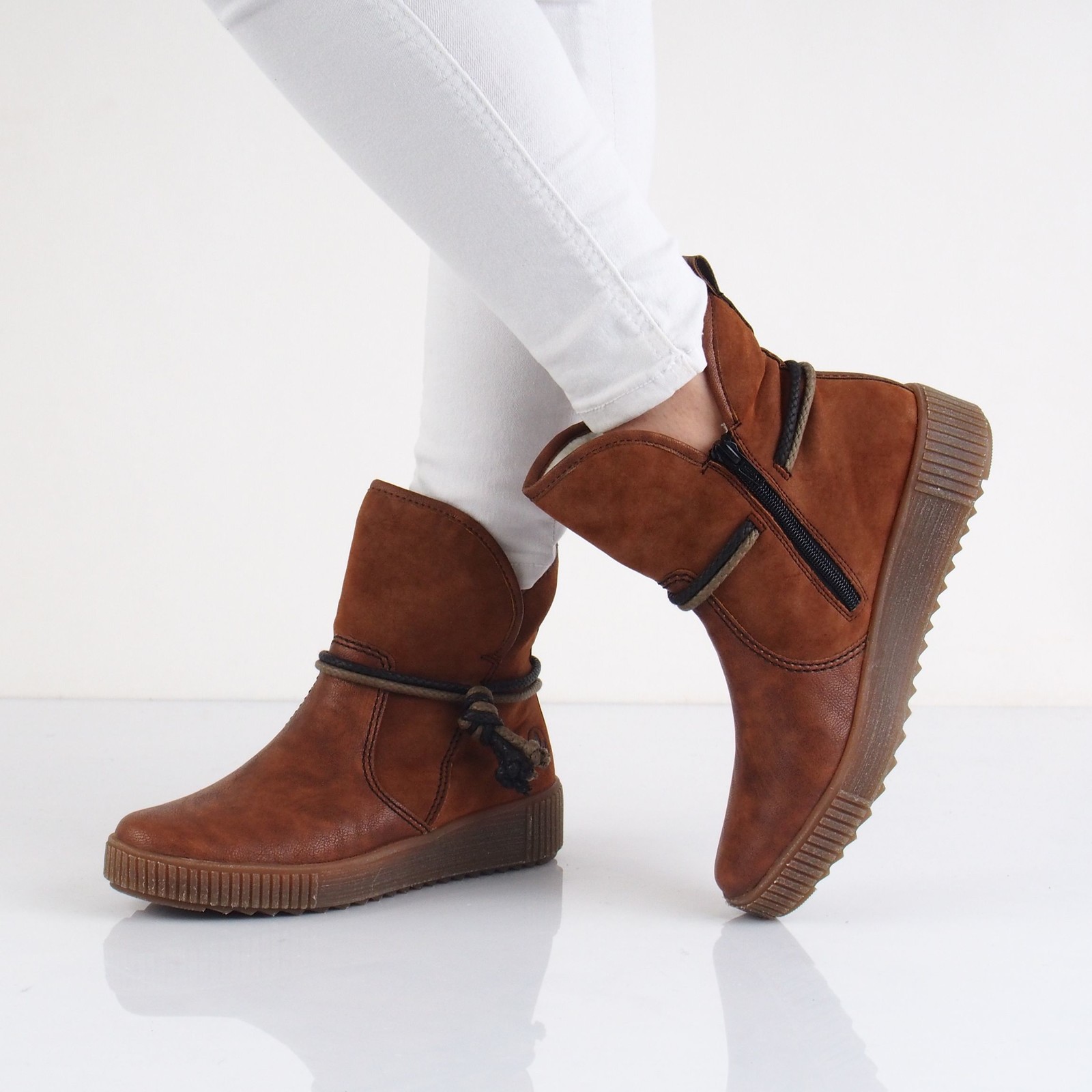 Rieker stylish ankle boots with lining - cognac brown |