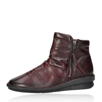Creator women's leather ankle boots with zipper - burgundy