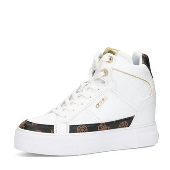 Guess women's stylish ankle trainers with zipper - white
