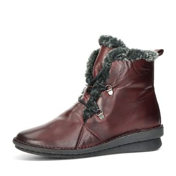 Creator women's winter ankle boots with fur - burgundy