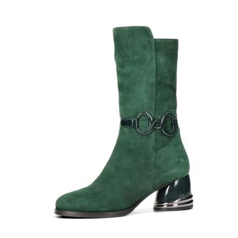 ETIMEĒ women's elegant zipper boots - green