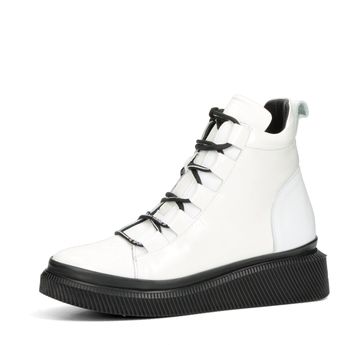 ETIMEĒ women's leather ankle boots with zipper - white