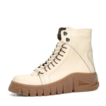 ETIMEĒ women's leather ankle boots with zipper - beige