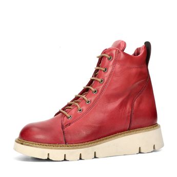 ETIMEĒ women's leather ankle boots with zipper - burgundy