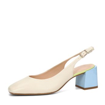 ETIMEĒ women&#039;s leather pumps with open heel - beige