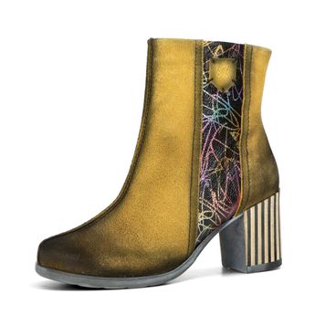 Maciejka women's  ankle boots with zipper - yellow