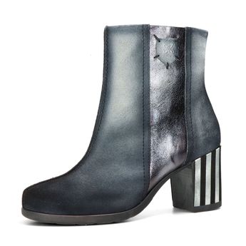 Maciejka women's leather ankle boots with zipper - dark grey