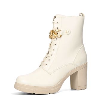 Marco Tozzi women's stylish zipped ankle boots - beige