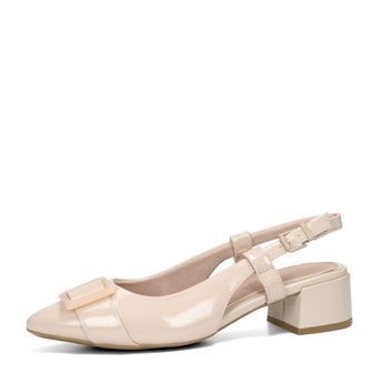 Marco Tozzi women&#039;s lacquered pumps with open heel - beige
