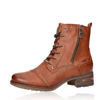 Mustang women's stylish ankle boots - cognac brown