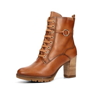 Pikolinos women's leather ankle boots with zipper - cognac brown