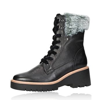 Regarde le ciel women's leather ankle boots with fur - black