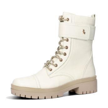 Regarde le ciel women's leather ankle boots with zipper - beige