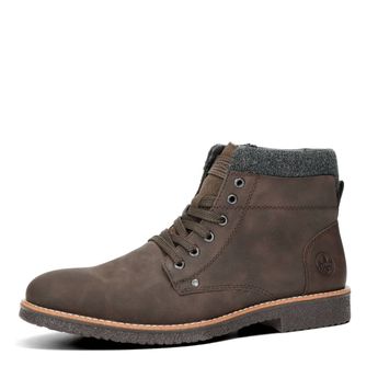 Rieker men's lined ankle boots with zipper - dark brown