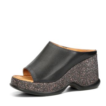ETIMEĒ women's leather slippers - black
