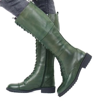 Robel women's leather zipper boots - green