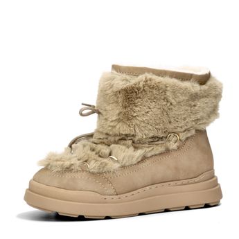 Tamaris women's winter ankle boots with fur - beige/brown