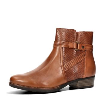 Tamaris women's leather ankle boots with zipper - cognac brown