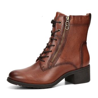 Tamaris women&#039;s leather ankle boots - cognac brown